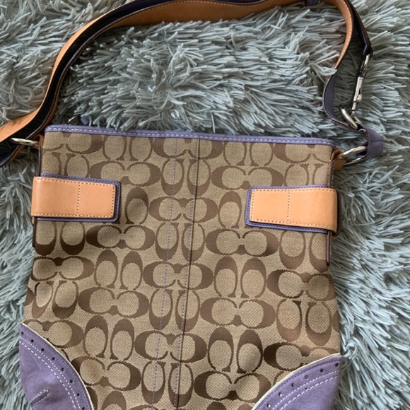 Vintage Coach Signature & Purple Suede Slim Crossbody Shoulder Bag Rare Find! - Picture 5 of 10